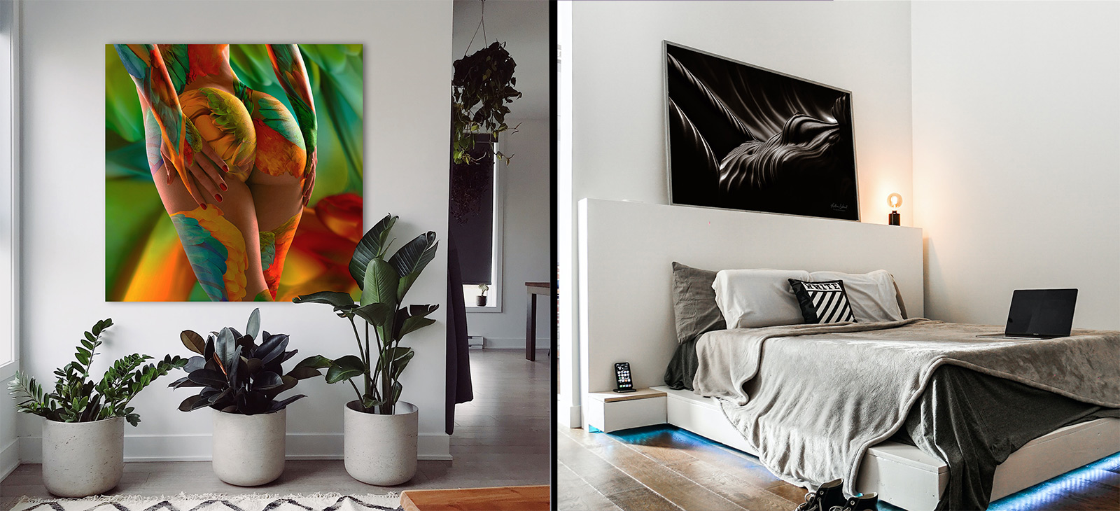 erotische foto´s canvas slaapkaamer kunstwerk nuded art